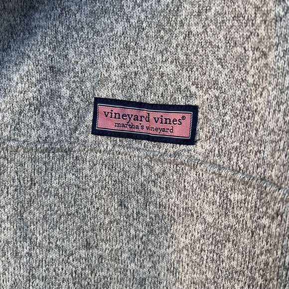 Vineyard Vines Mens XXL Gray Sweater Fleece Quarter Zip Pullover Logo Preppy - Picture 4 of 7